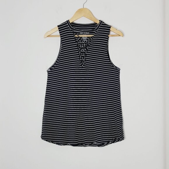 American Eagle Outfitters Cup Out Black & White Striped Tank Top Size Small - Picture 1 of 9